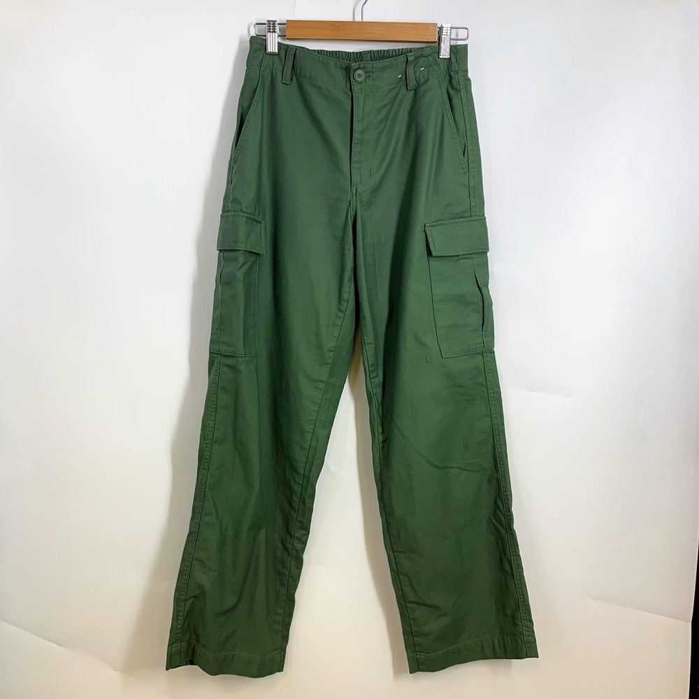 Uniqlo Olive‎ Green Cargo Pants XS Waist 24 25 Cotton Utility Pockets